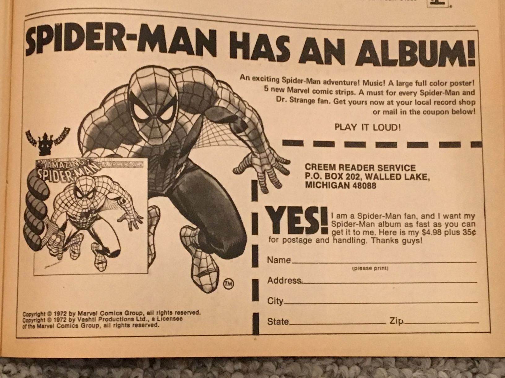 The Amazing Spider-Man Rockomic (Rock Comic): From Beyond the Grave (1972)